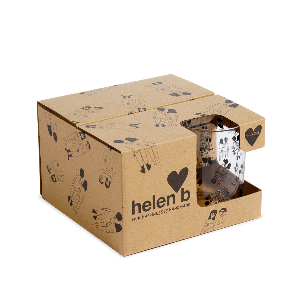 glazen naked couple back (set van 4)