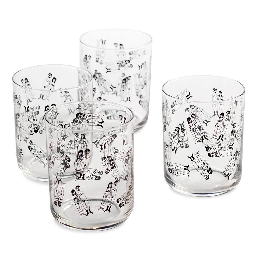 glasses naked couple (set of 4)