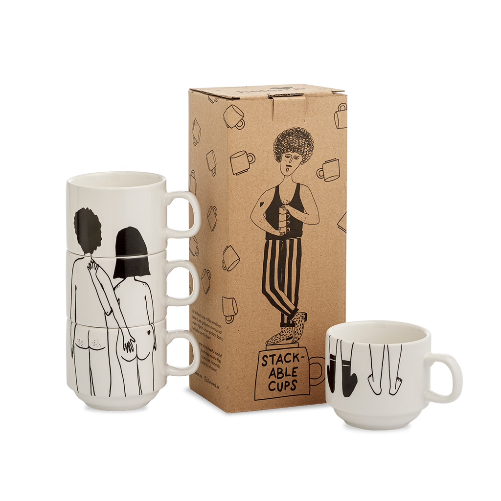 stackable mugs naked couple back (set*4)