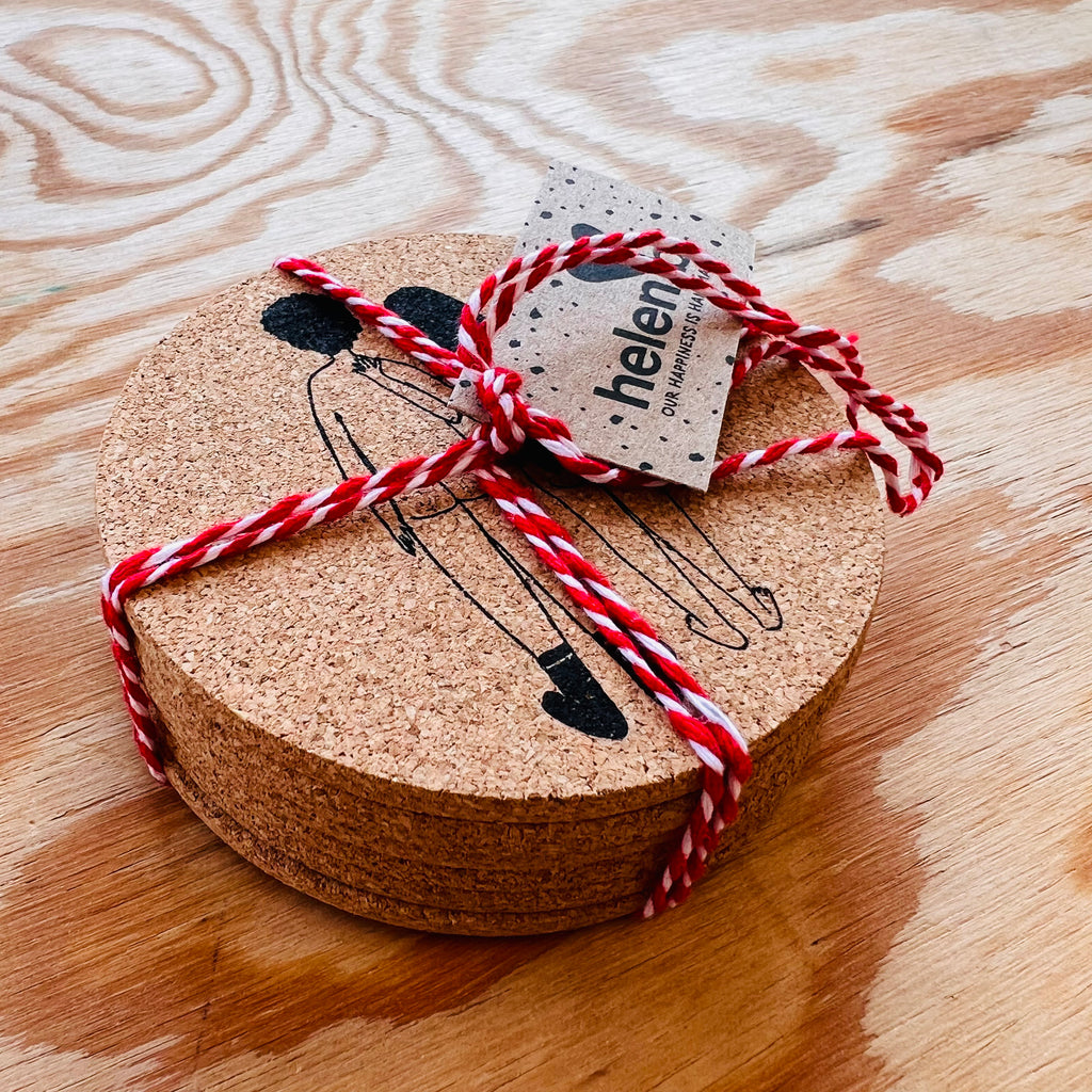 coaster cork naked couple back (set of 6)