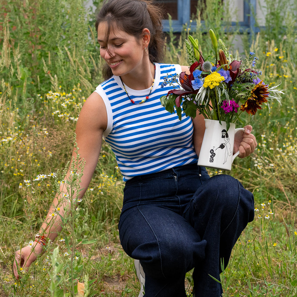 large jug happy flowers