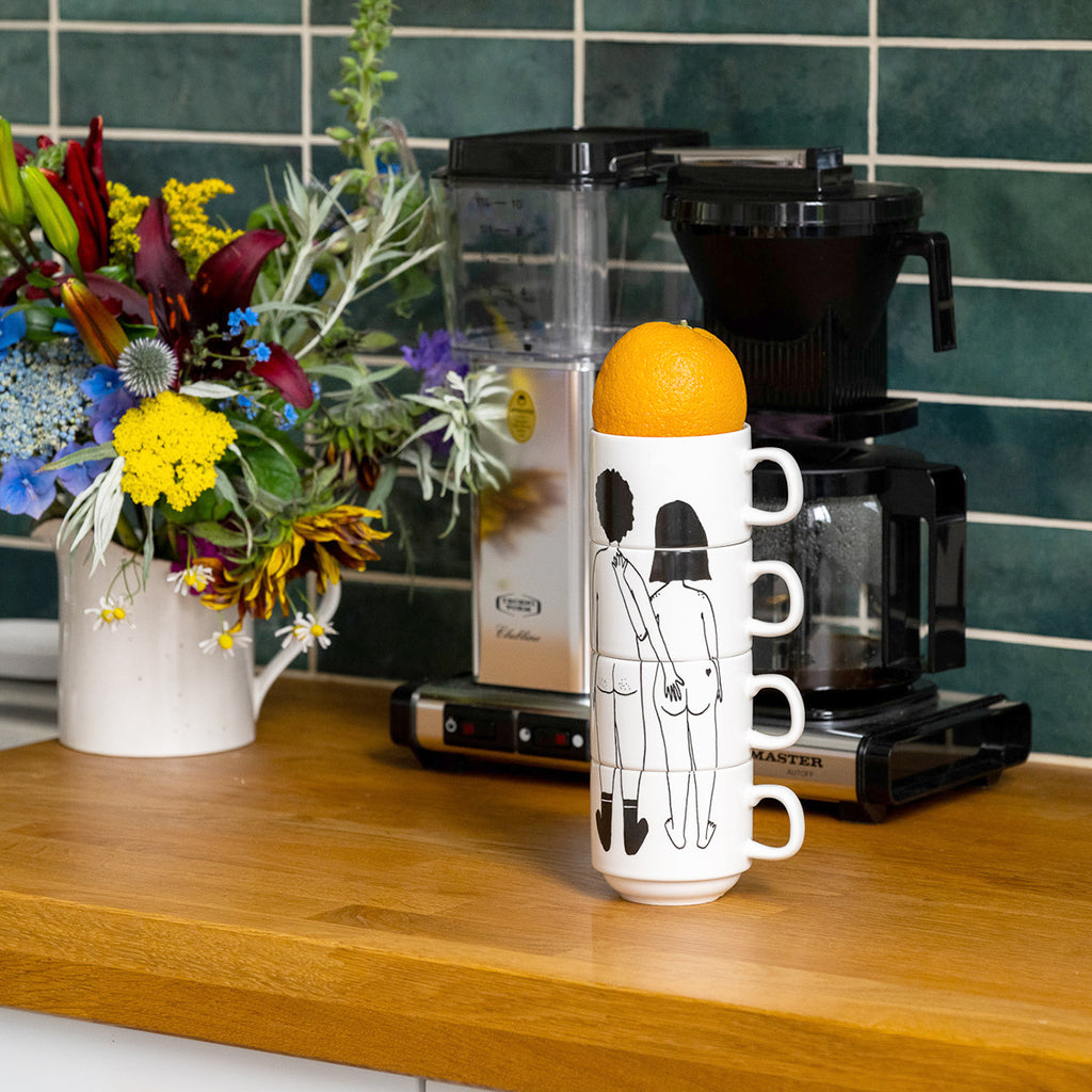 stackable mugs naked couple back (set*4)