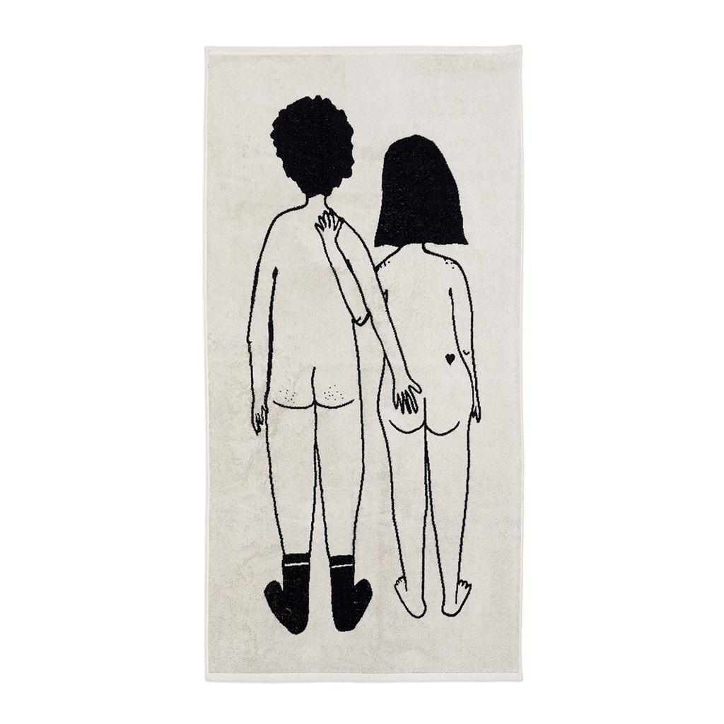 bath towel naked couple back