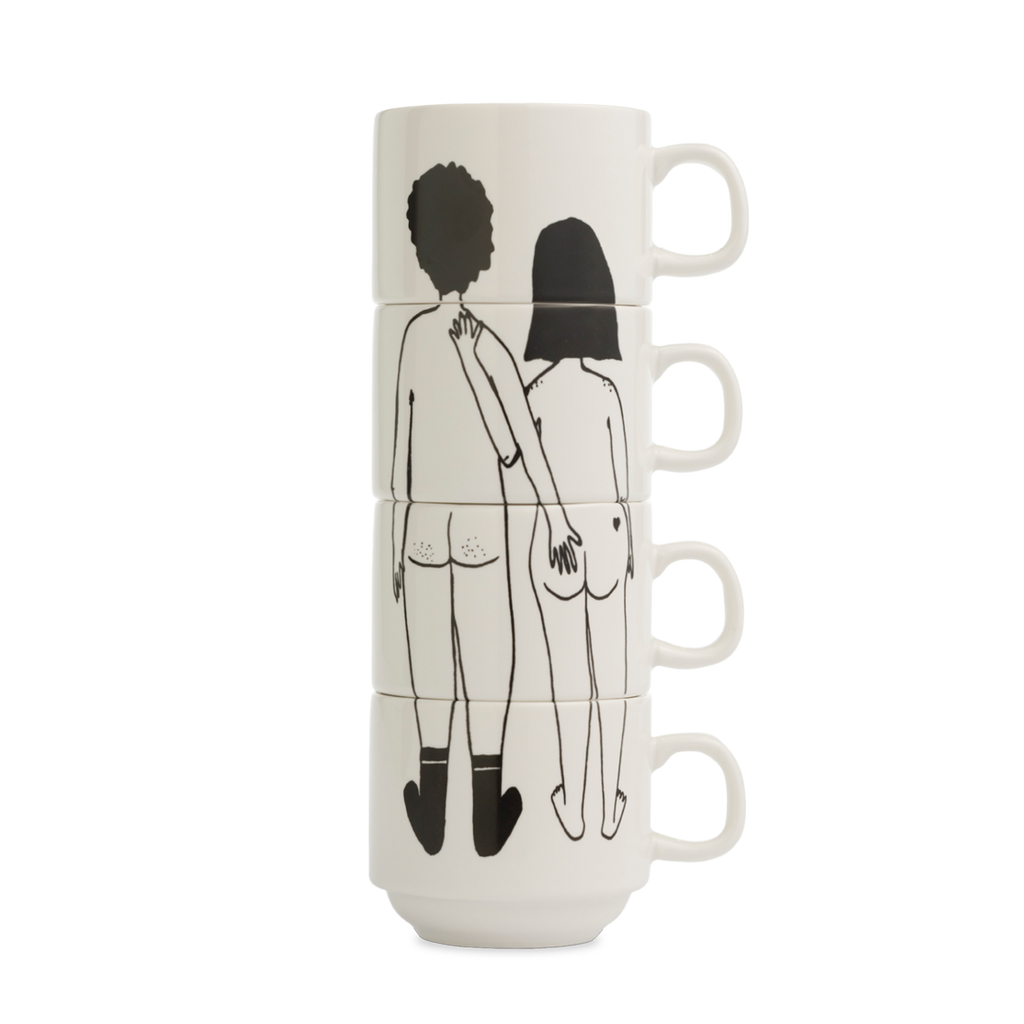 stackable mugs naked couple back (set*4)