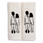 kitchen towel naked couple back