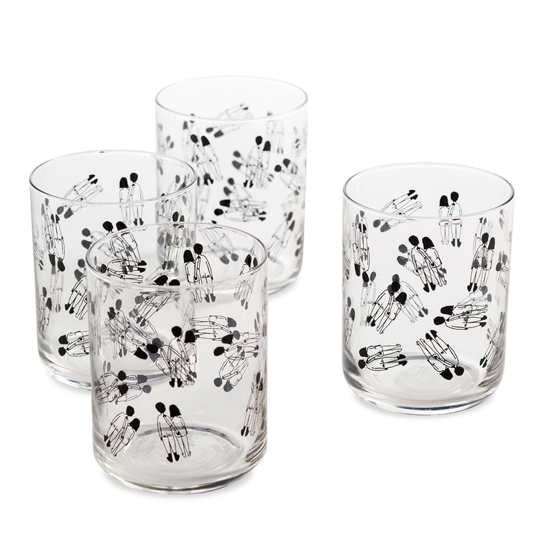 glass naked couple back (set of 4)