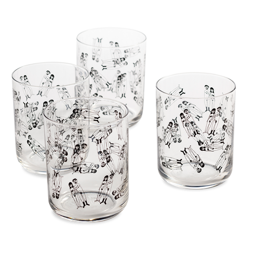 glasses naked couple (set of 4)