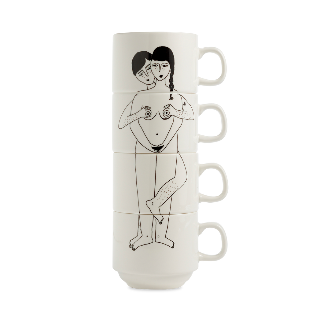 stackable mugs faces everywhere (set*4)