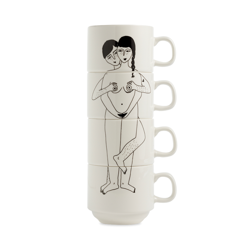stackable mugs faces everywhere (set*4)