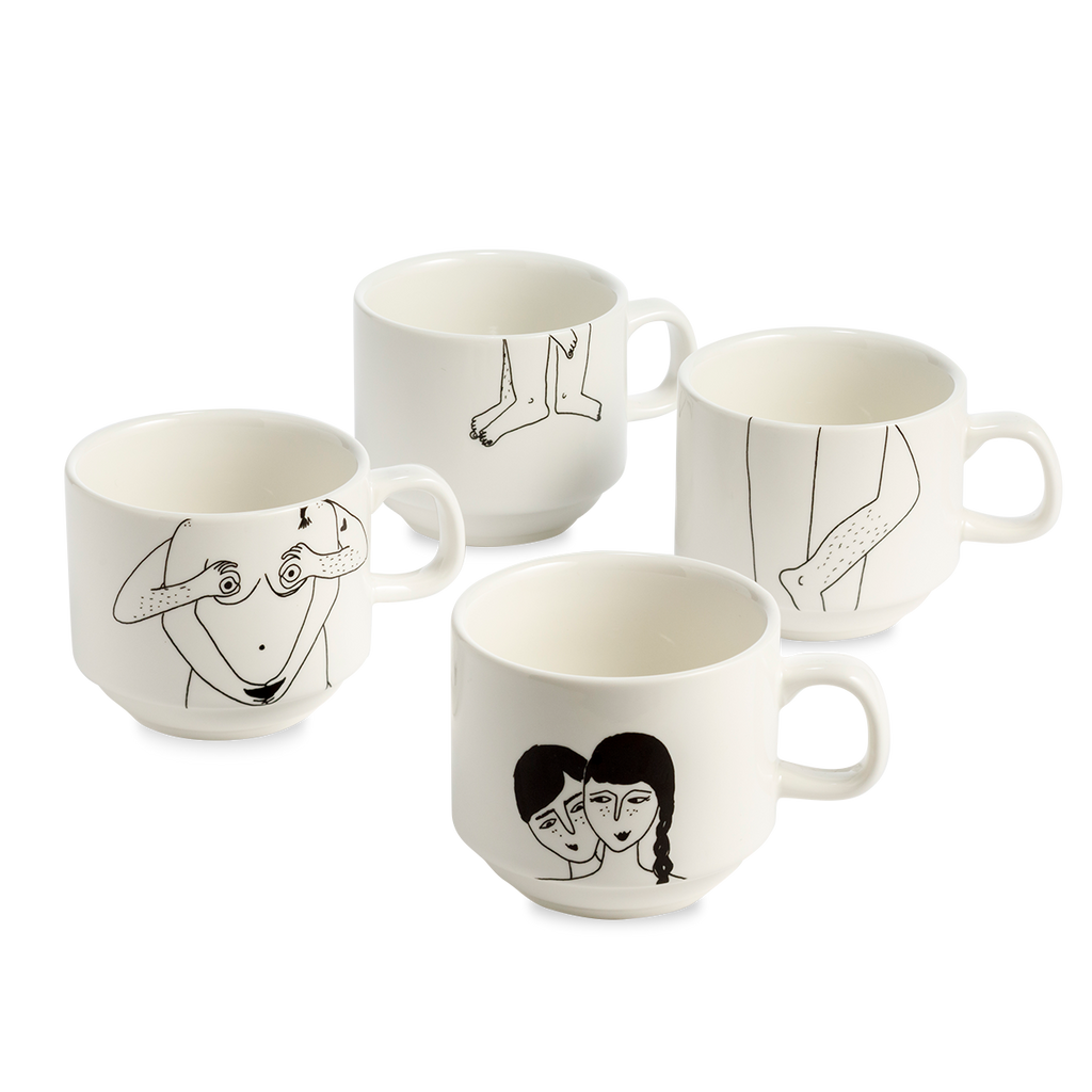 stackable mugs faces everywhere (set*4)