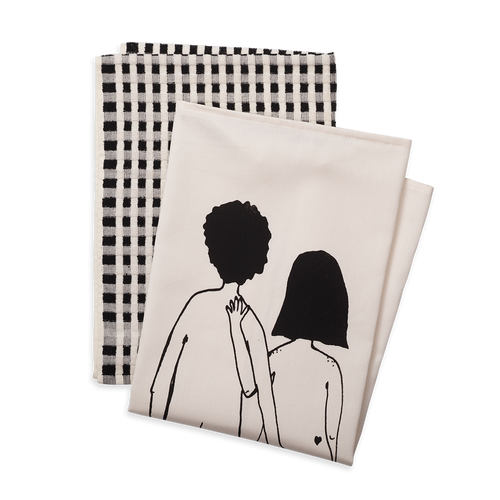 set kitchen towels naked couple back