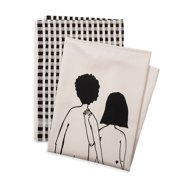 set keukenhanddoeken naked couple back