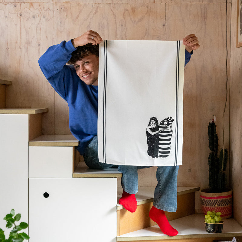 kitchen towel dots and stripes