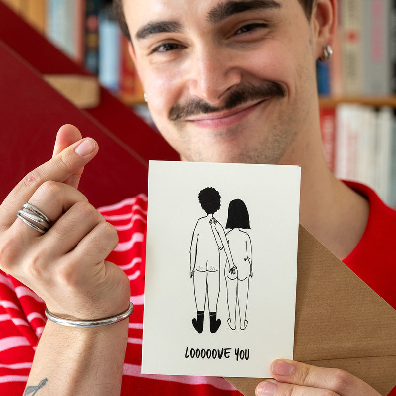 Grußkarte looove you - naked couple back