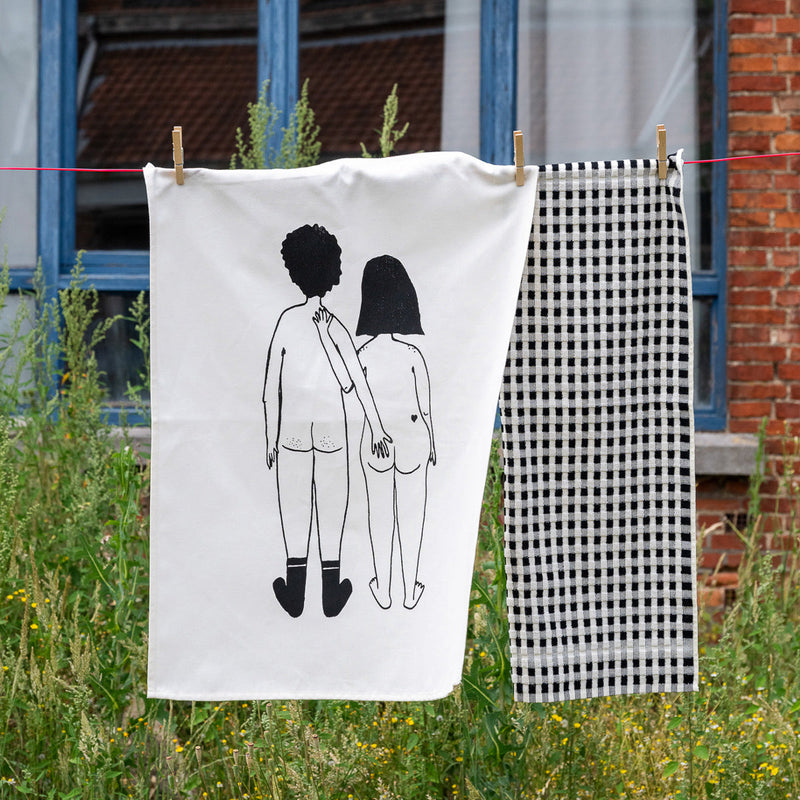 set keukenhanddoeken naked couple back