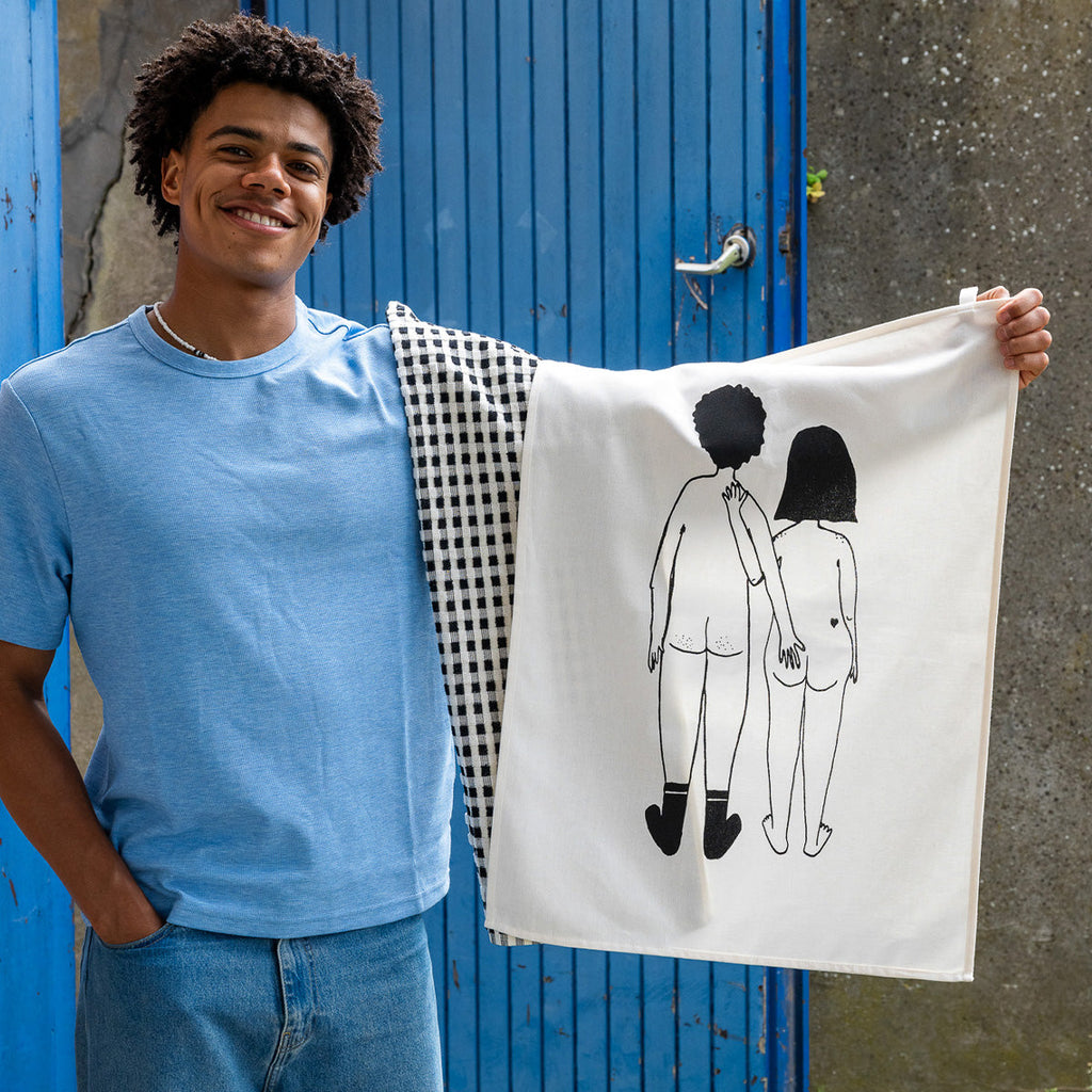 set kitchen towels naked couple back