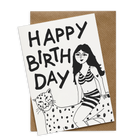 wenskaart happy birthday jaguar girl