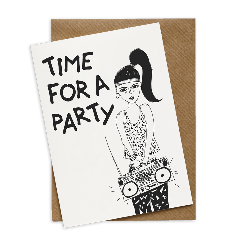 wenskaart time for a party juke box girl