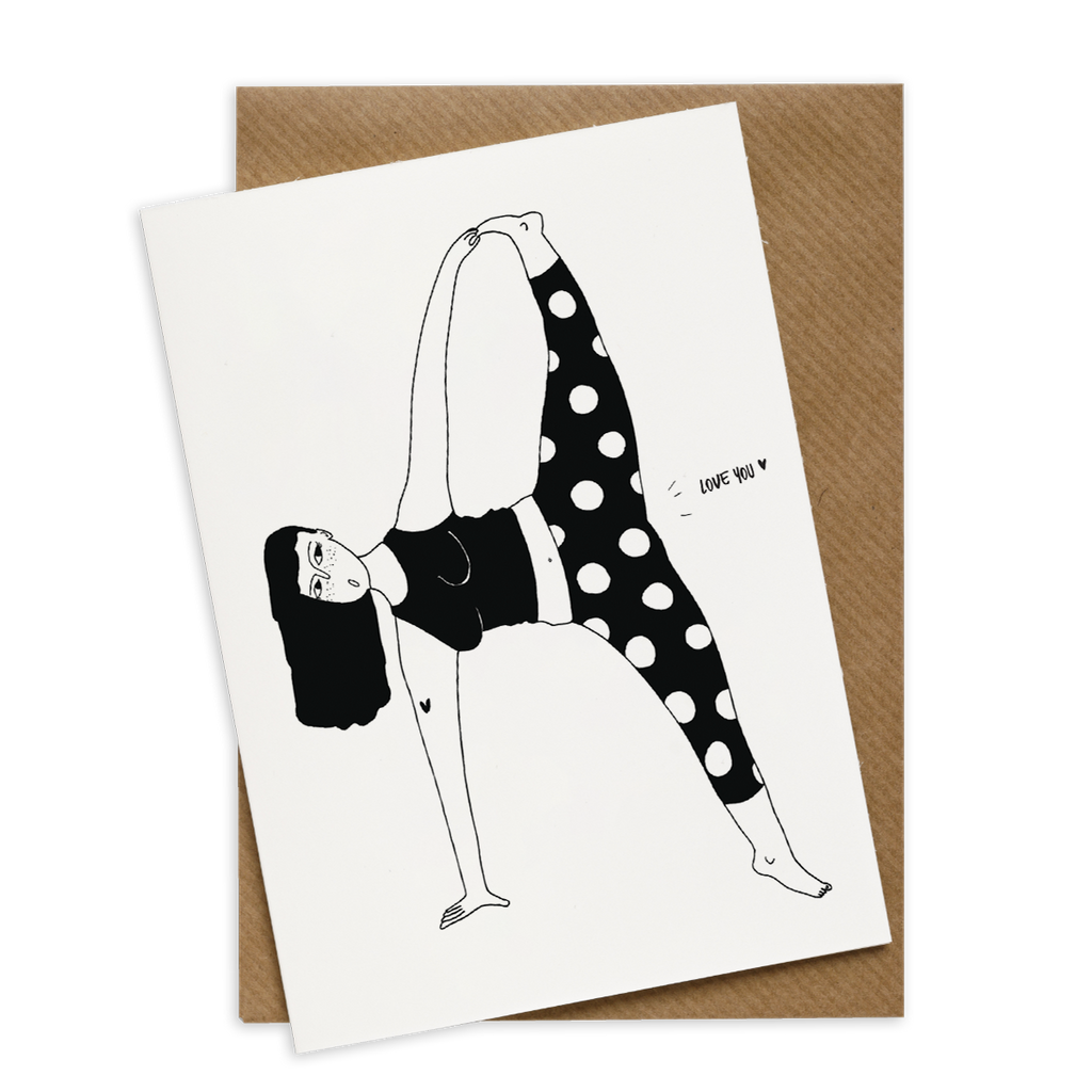 wenskaart love you - yoga fart