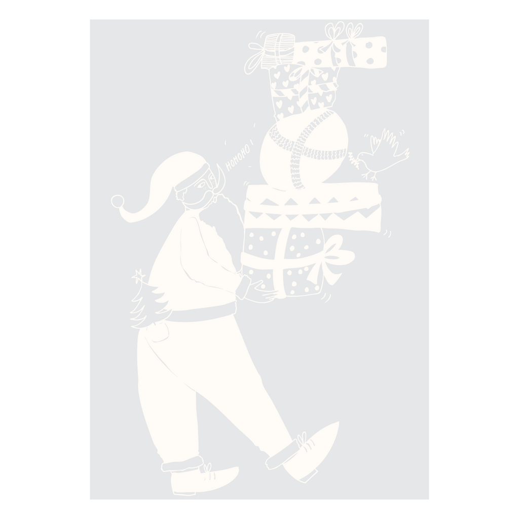 raamsticker santa balancing presents