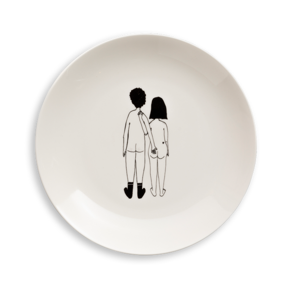breakfast plate naked couple back