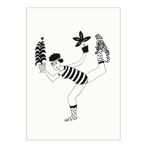 postkaart balancing with plants