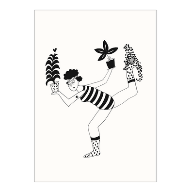 postkaart balancing with plants