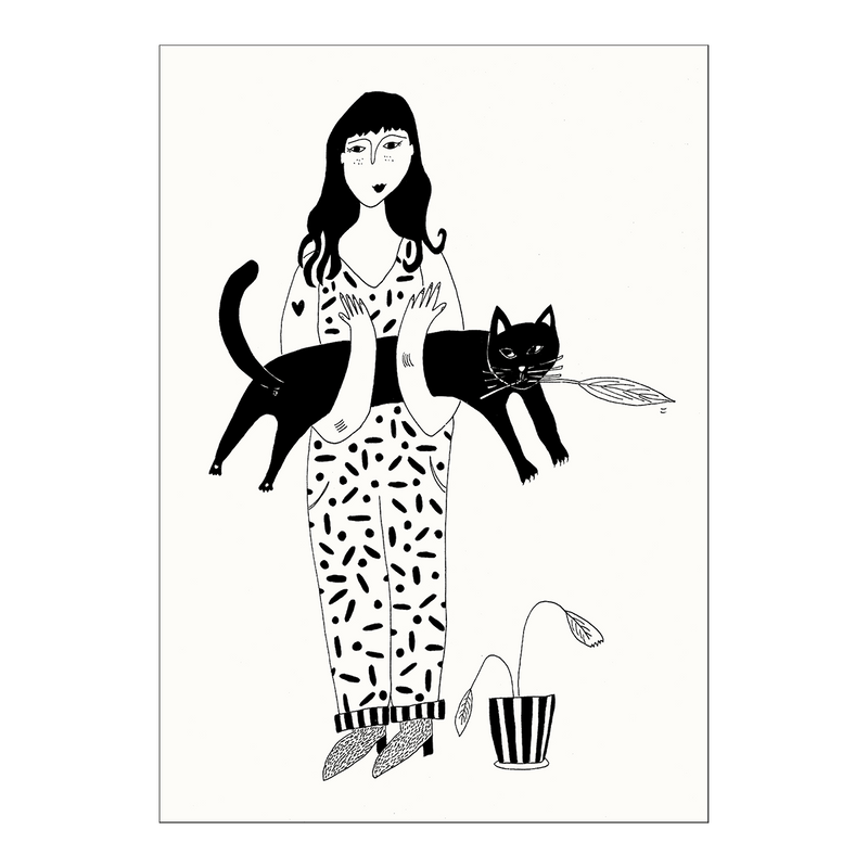 postkaart black cat