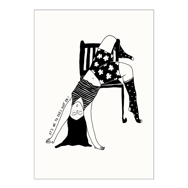 carte postale drama on a chair
