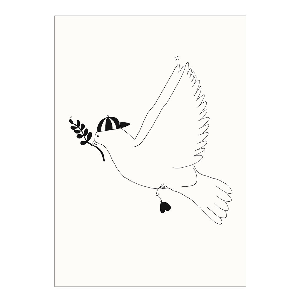 postkaart hipster peace pigeon