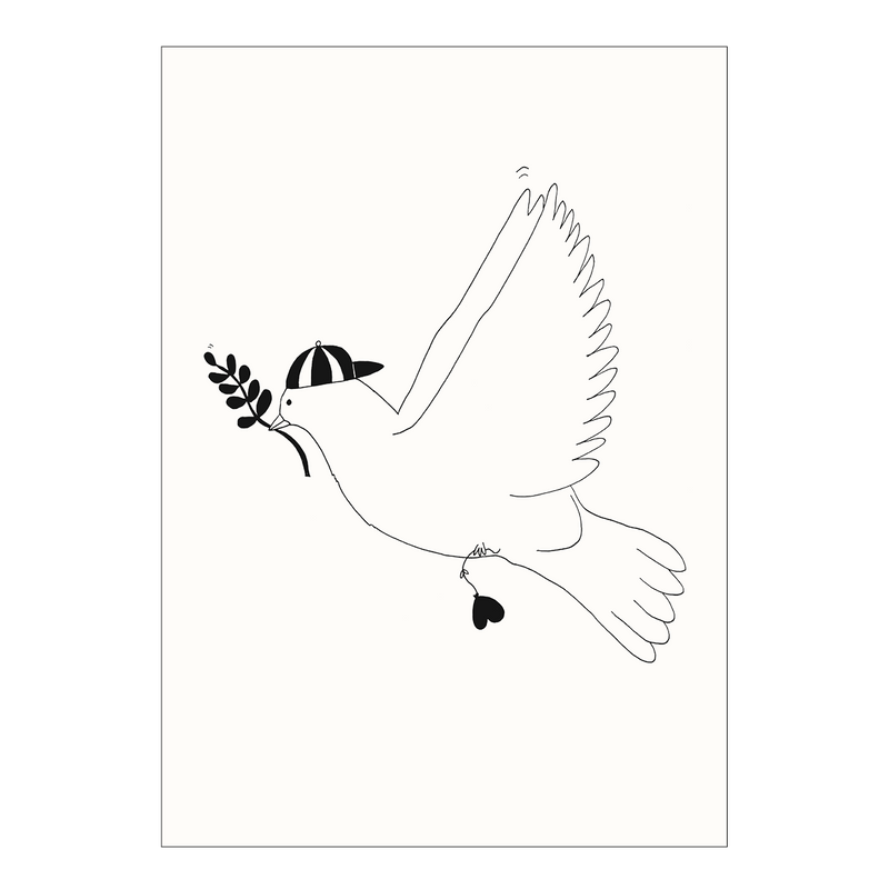 postkaart hipster peace pigeon