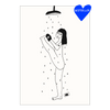 postkaart yoga in the shower