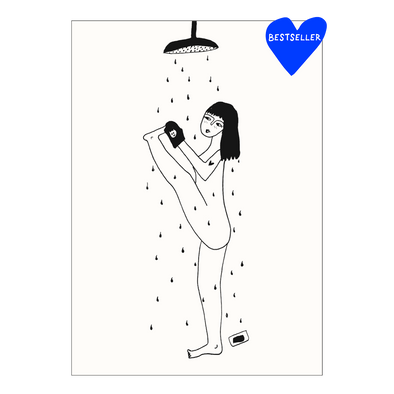 postkaart yoga in the shower