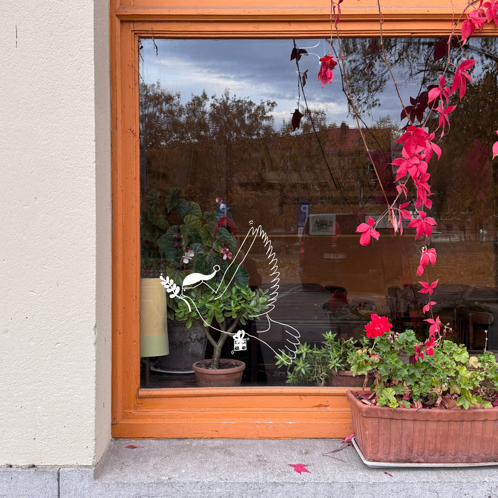 raamsticker santa peace pigeon xl