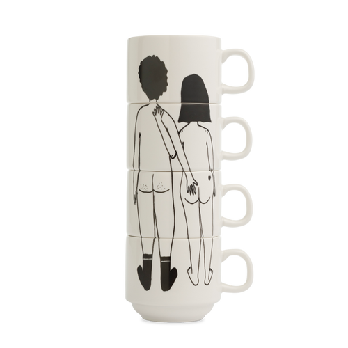 stackable mugs naked couple back (set*4)