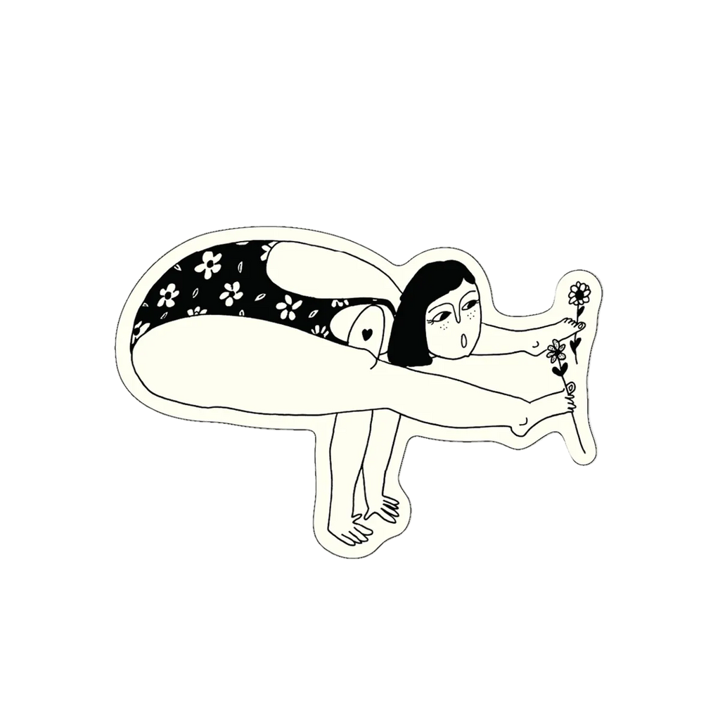 vinyl sticker awkward pose with flowers
