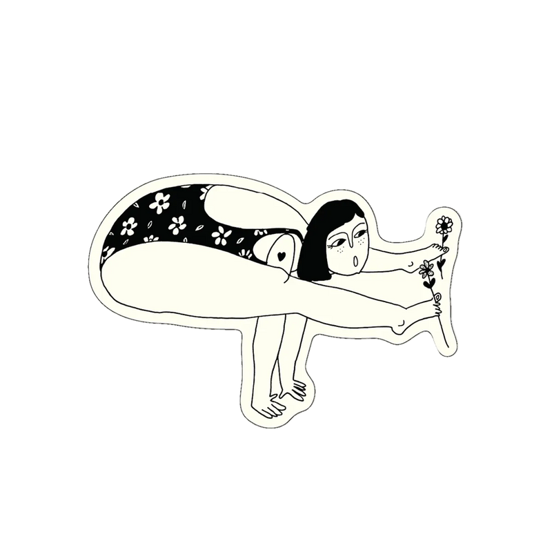 vinyl sticker awkward pose with flowers