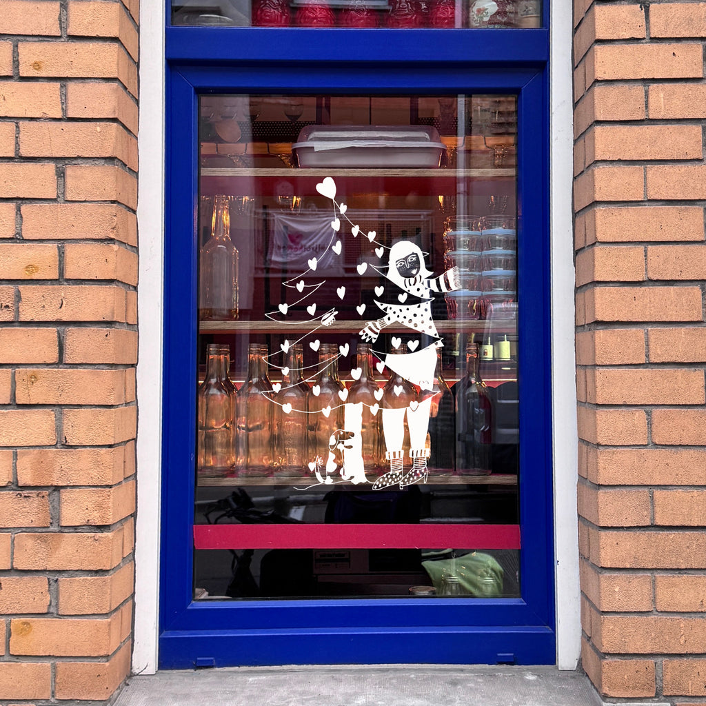 raamsticker x-mas tree hugger