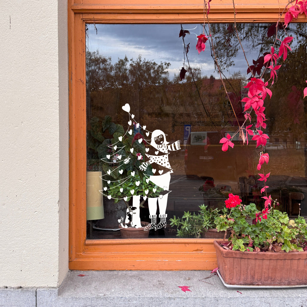 raamsticker x-mas tree hugger