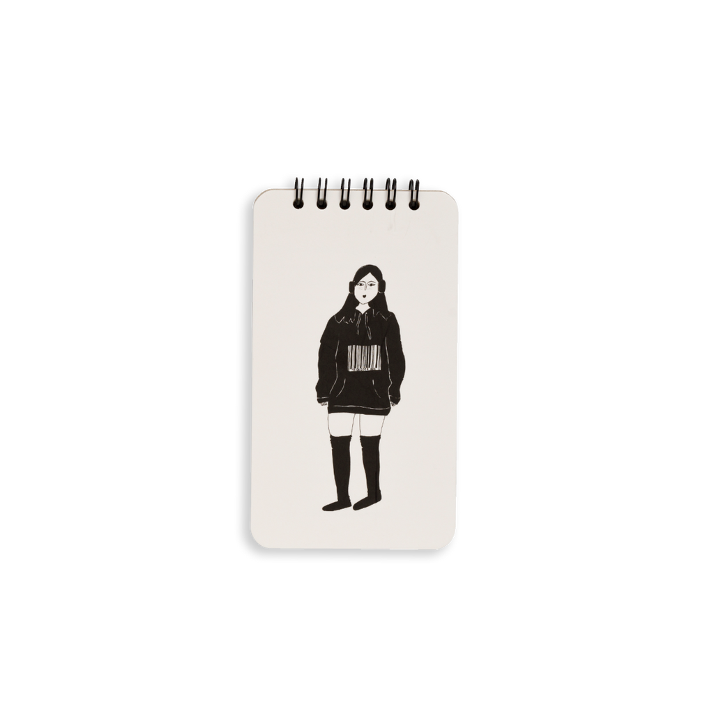 wire-o notebook barcode girl