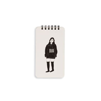wire-o notebook barcode girl