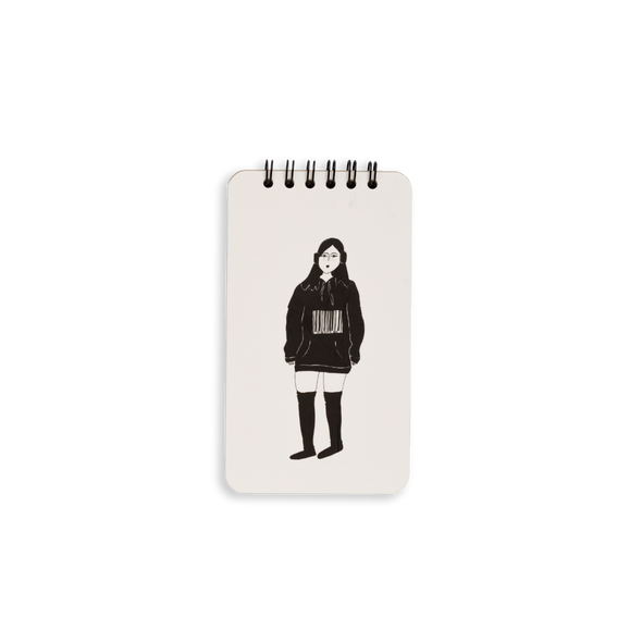 wire-o notebook barcode girl