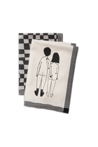 kitchen towels set naked couple back + pattern