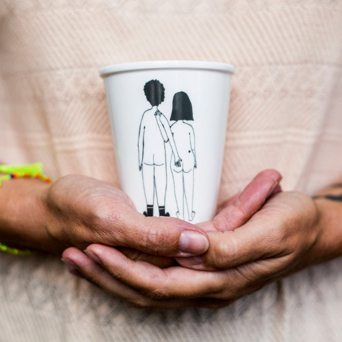 Porselein beker naked couple back