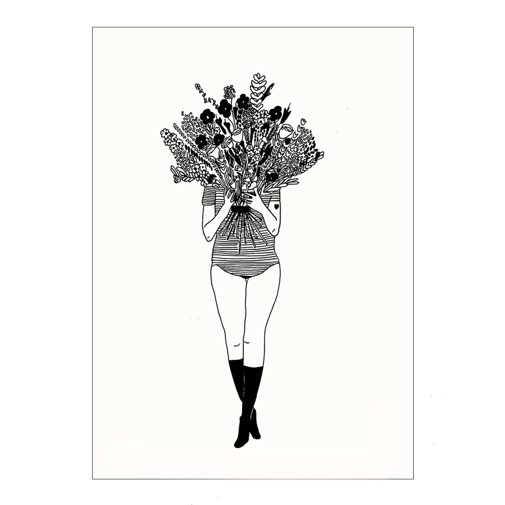 postkaart flower girl
