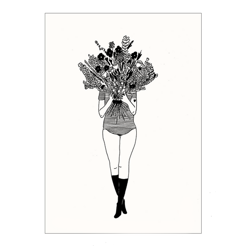 postkaart flower girl