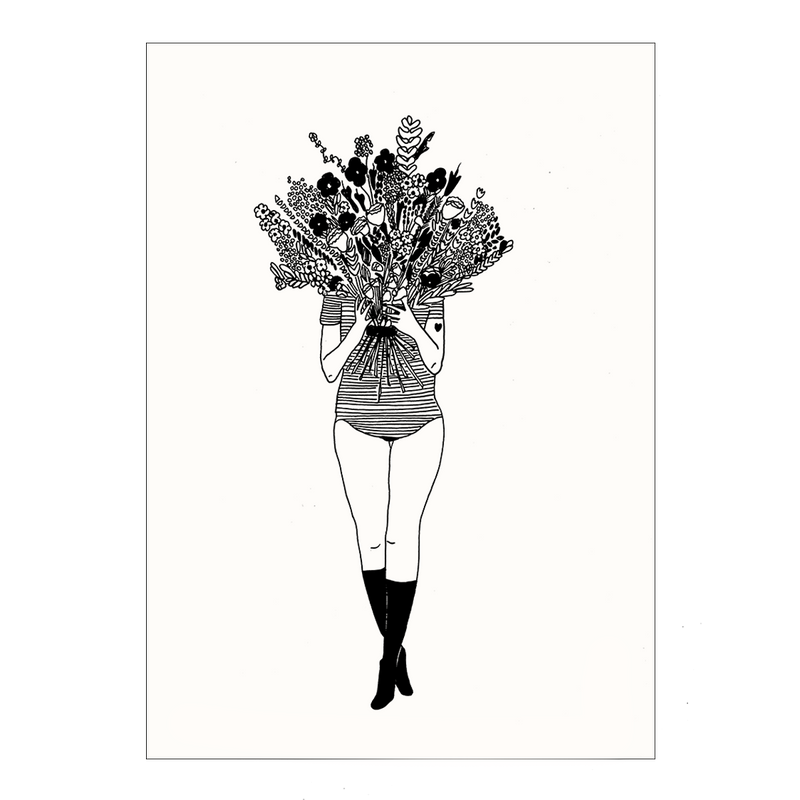 postkaart flower girl