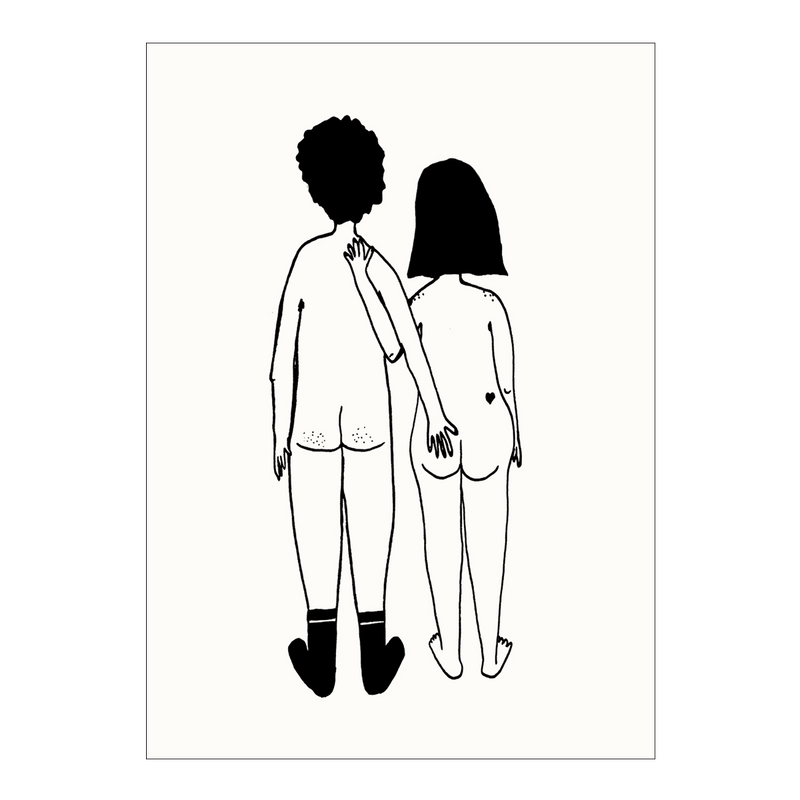 postkaart naked couple back