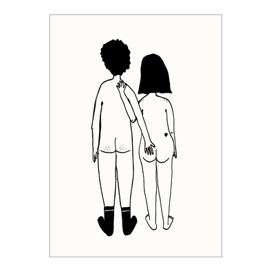post card naked couple back