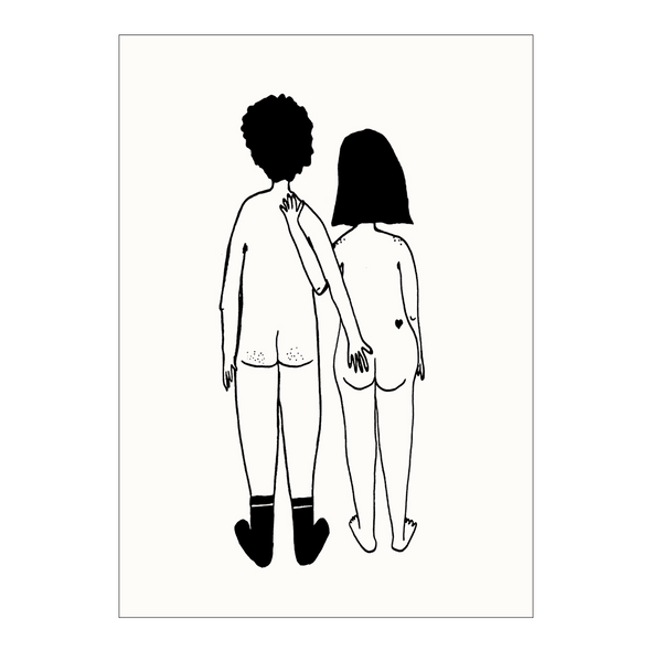 post card naked couple back